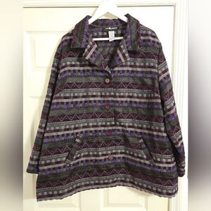 Sag Harbor purple button front tapestry jacket size 22W (READ CONDITION)